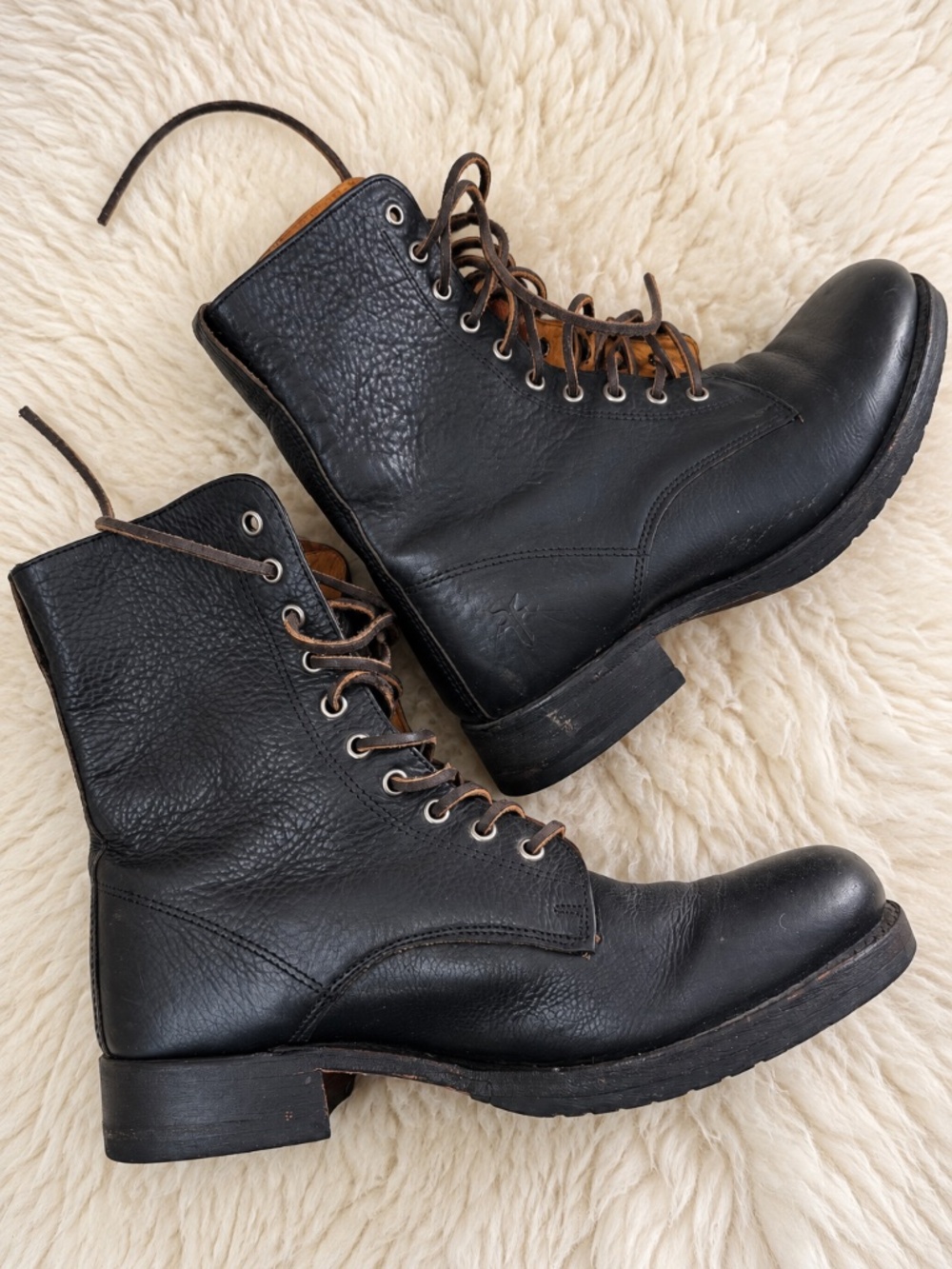 Frye Tyler Black Leather Lace-Up Boots Size 10.5